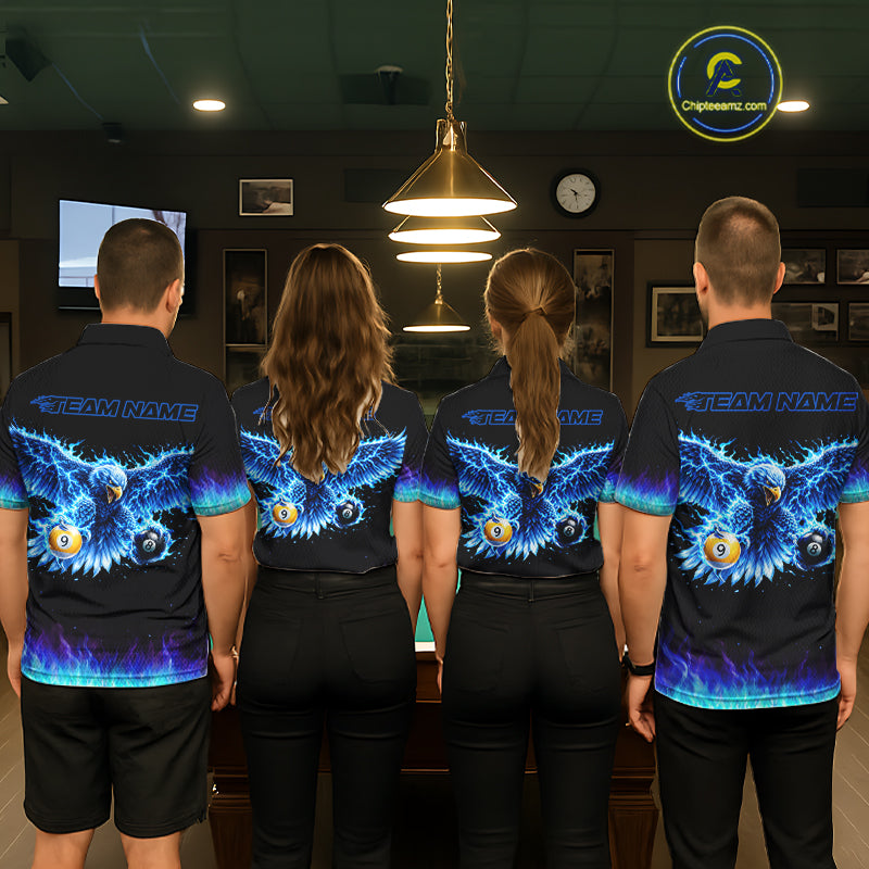 Blue Flaming Eagle Play 8 Ball And 9 Ball Billiard Pool Shirt For Women Custom Billiard Team Appeal NYN2761