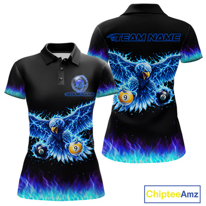 Blue Flaming Eagle Play 8 Ball And 9 Ball Billiard Pool Shirt For Women Custom Billiard Team Appeal NYN2761