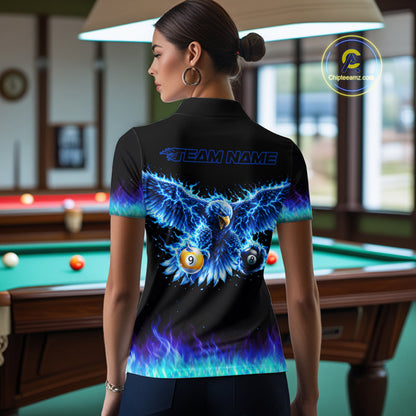 Blue Flaming Eagle Play 8 Ball And 9 Ball Billiard Pool Shirt For Women Custom Billiard Team Appeal NYN2761