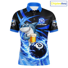 Load image into Gallery viewer, Thunder Lighting Blue 8 Ball Billiard Pool Shirt For Men Custom Funny Shark Billiard Team Appeal NYN2766