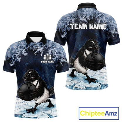 Funny Great Auk Icy Bowling Ball Shirts For Men Custom Snowflake Bowling Jersey, Gift For Bowlers NYN3172