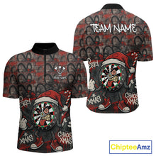 Load image into Gallery viewer, Custom Funny Dartboard Red Graffiti Christmas Darts Quarter-Zip Shirt For Men, Xmas Dart Jerseys NYN1829