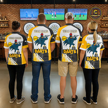 Load image into Gallery viewer, Yellow Fiery Rooster Fury Dart Arrow Men Funny Darts Quarter- Zip Shirt Custom Name Darts Jersey NYN2114