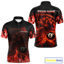 Load image into Gallery viewer, Custom Red Flaming Grim Reaper 8 Ball Billiard Pool Shirts For Men Bowling Polo &amp; 1/4-Zip Jersey NYN2775