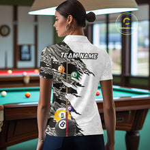 Load image into Gallery viewer, 8 Ball &amp; 9 Ball Pool Billiard Cue Shirt For Women Custom Grey Camo Billiard Team Jersey NYN3426