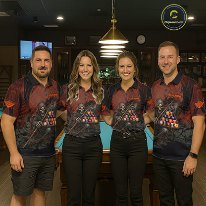 Custom Black And Gold 8 Ball 9 Ball Break Glass Billiard Shirt For Women, Pool Billiard Clothes Jersey NYN3019