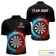 Load image into Gallery viewer, Custom Red Santa Hat &amp; Ice Dartboard Men Darts Quarter-Zip Shirt Outfits Christmas Dart Jerseys NYN1895