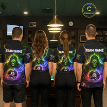 Load image into Gallery viewer, Colorful Flames Grim Reaper Holding 8 Ball Pool Men Polo &amp; 1/4-Zip Shirt Personalized Billiard Gifts NYN2663