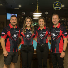 Load image into Gallery viewer, Black And Red Billiard Ball Pool Men Polo &amp; 1/4-Zip Shirt Custom 8 Ball 3D Billiards Jerseys NYN2451