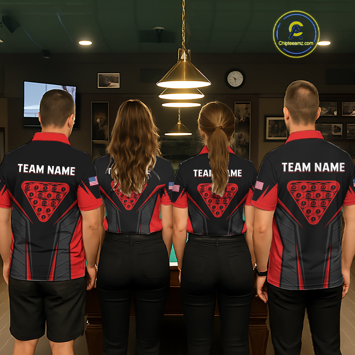 Black And Red Billiard Ball Pool Men Polo & 1/4-Zip Shirt Custom 8 Ball 3D Billiards Jerseys NYN2451