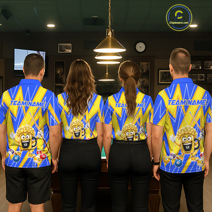 Yellow And Blue Funny Beer Billiard Shirt For Men Custom 8 Ball Pool Polo & 1/4 Zip Jersey  NYN3781