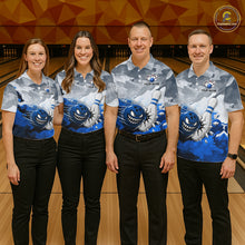Load image into Gallery viewer, White Blue Funny Cracked Pins &amp; Ball Bowling Shirt For Women Custom Outfit Team Bowling Jersey NYN3234