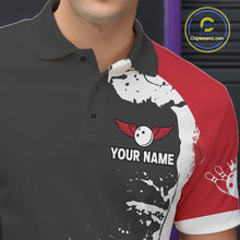 Load image into Gallery viewer, Personalized Funny Rooster Bowling Polo &amp; 1/4-Zip Shirts For Men Splatter Bowling Team Jersey NYN2725