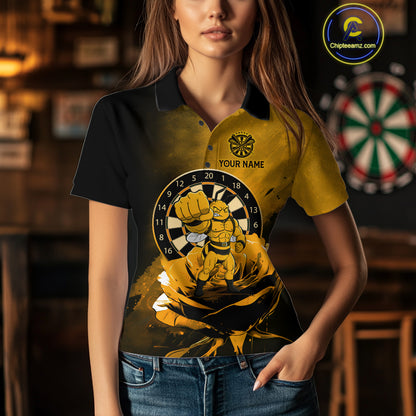 Custom Rose & Bee Grunge Dartboard Grunge Darts Polo Shirts For Women Funny Dart Jerseys NYN2221