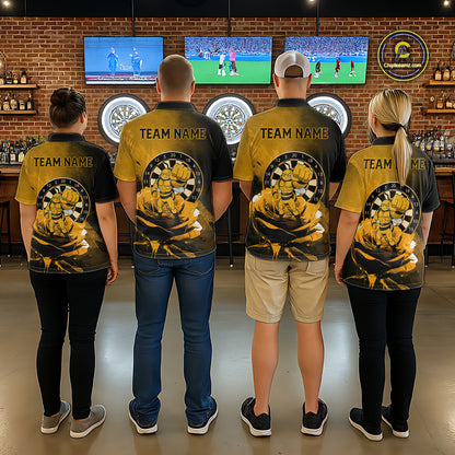 Custom Rose & Bee Grunge Dartboard Grunge Darts Polo Shirts For Men Funny Dart Jerseys NYN2221