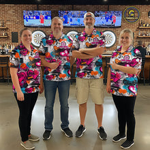 Load image into Gallery viewer, Colorful Heart Graffiti Dartboard Women Darts Polo Shirt Custom Couple Dart Valentine Jerseys NYN2528