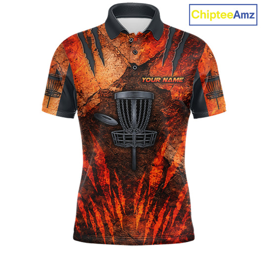 Orange Claws Mens Disc Golf Polo Shirt Custom Grey Disc Golf Basket Jerseys Team Mens Disc Golf NYN3113