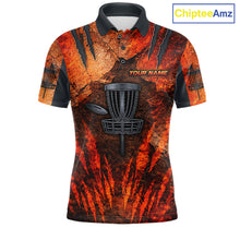 Load image into Gallery viewer, Orange Claws Mens Disc Golf Polo Shirt Custom Grey Disc Golf Basket Jerseys Team Mens Disc Golf NYN3113