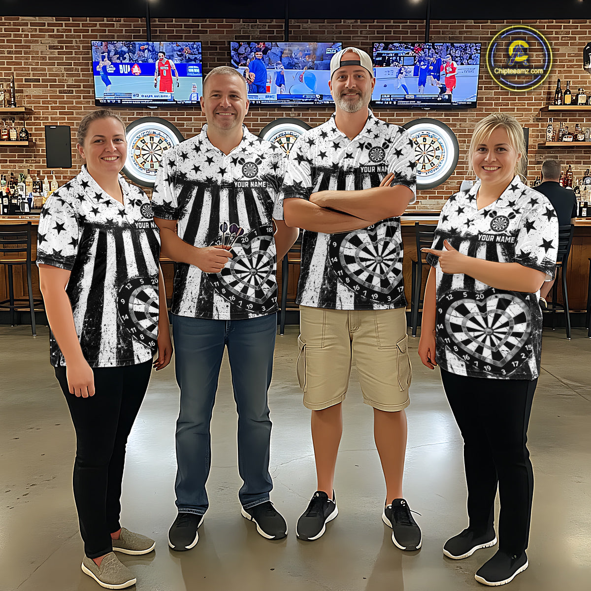 Black White Heart Broken Dartboard Men Darts Valentine Shirt Custom Dart 1/4-Zip Couple Gifts NYN2543