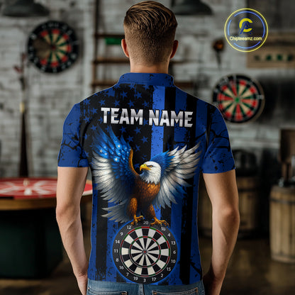 US Flag Eagle Dartboard Grunge Blue Darts Shirt For Men - Custom Name & Team Jersey NYN0609