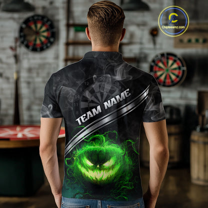 Halloween Men Darts Shirt Personalized Green Pumpkin Dartboard, Halloween Dart Jerseys NYN1164