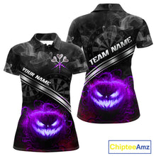 Load image into Gallery viewer, Halloween Women Darts Shirt Personalized Purple Pumpkin Dartboard, Halloween Dart Jerseys NYN1166