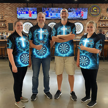 Load image into Gallery viewer, Thunder Blue Dartboard Cross Men Darts Team Shirt Personalized Tribal Dart Polo Jerseys NYN2555