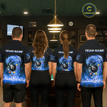 Load image into Gallery viewer, Fire Flame Dragon Pool 8 Ball Men's Billiard Shirt Custom Billiard Team League Attire|Blue NYN2557