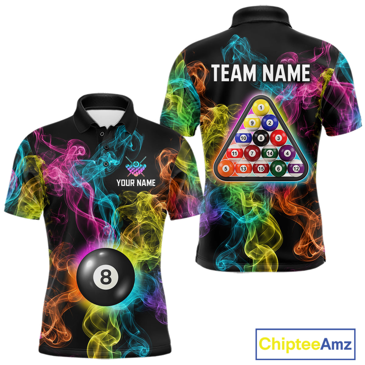 Personalized Colorful Smoke 8 Ball Pool Billiard Shirt For Men Custom Billiard Rack Team Jersey NYN3142