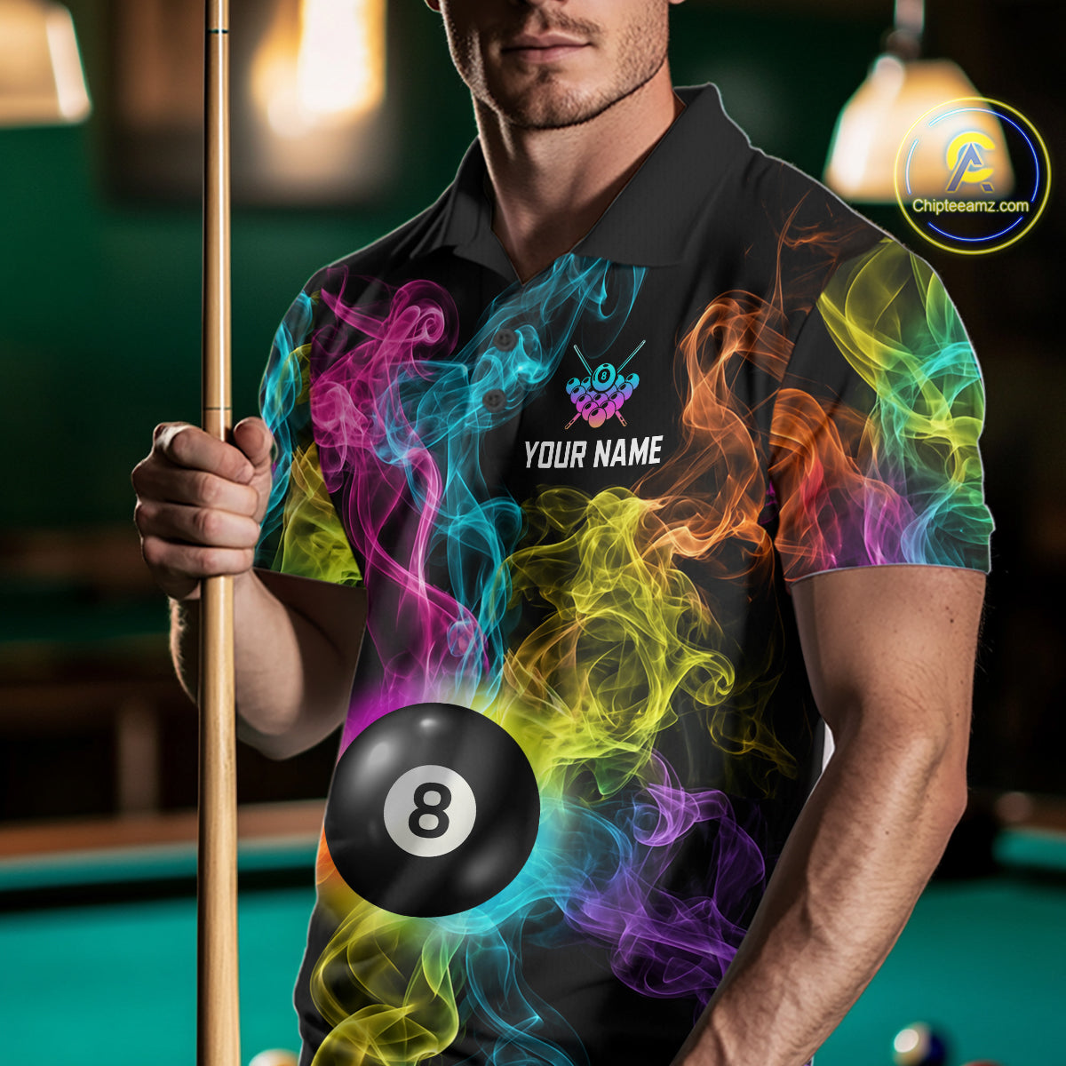 Personalized Colorful Smoke 8 Ball Pool Billiard Shirt For Men Custom Billiard Rack Team Jersey NYN3142