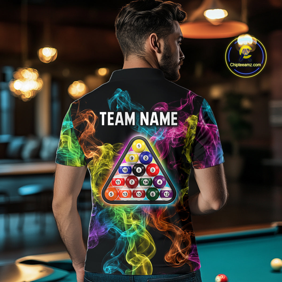 Personalized Colorful Smoke 8 Ball Pool Billiard Shirt For Men Custom Billiard Rack Team Jersey NYN3142