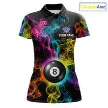 Load image into Gallery viewer, Personalized Colorful Smoke 8 Ball Pool Billiard Shirt For Women Custom Billiard Rack Team Jersey NYN3142