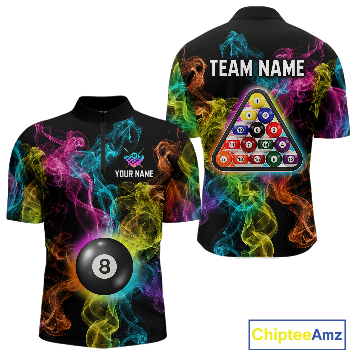 Personalized Colorful Smoke 8 Ball Pool Billiard Shirt For Men Custom Billiard Rack Team Jersey NYN3142