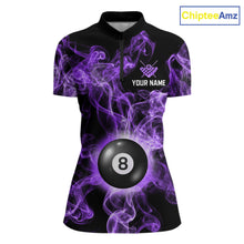 Load image into Gallery viewer, Personalized Purple Smokes 8 Ball Pool Billiard Shirt For Women Custom Billiard Rack Team Jersey NYN3143