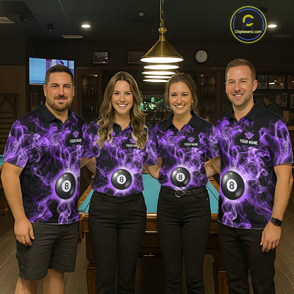 Personalized Purple Smokes 8 Ball Pool Billiard Shirt For Men Custom Billiard Rack Team Jersey NYN3143