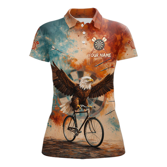 Blue & Orange Watercolor Funny Eagle Dartboard Women Dart Polo Shirts Custom Dart Team Jerseys NYN2728