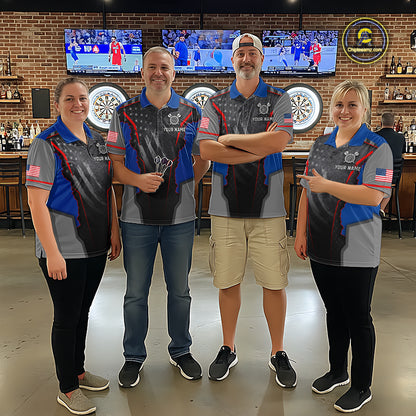 Custom Grunge American Flag Darts Polo & 1/4-Zip For Women, Patriotic Dart Jerseys For Team NYN3342