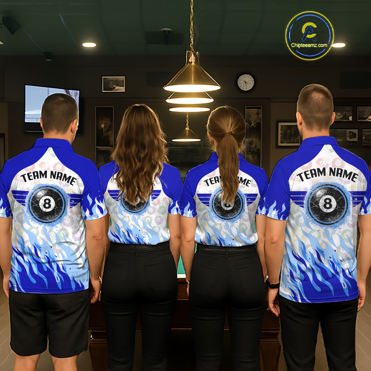 Blue Pool Billiard Balls League Jerseys For Men Custom Grunge Ball 8 Billiard Team Jersey NYN2316