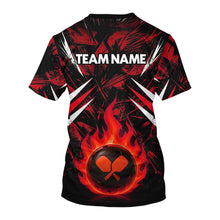 Load image into Gallery viewer, Custom Red Grunge Fire Flame Pickleball Ball &amp; Paddle T-Shirt For Men Outfits Pickleball Jersey NYN2576