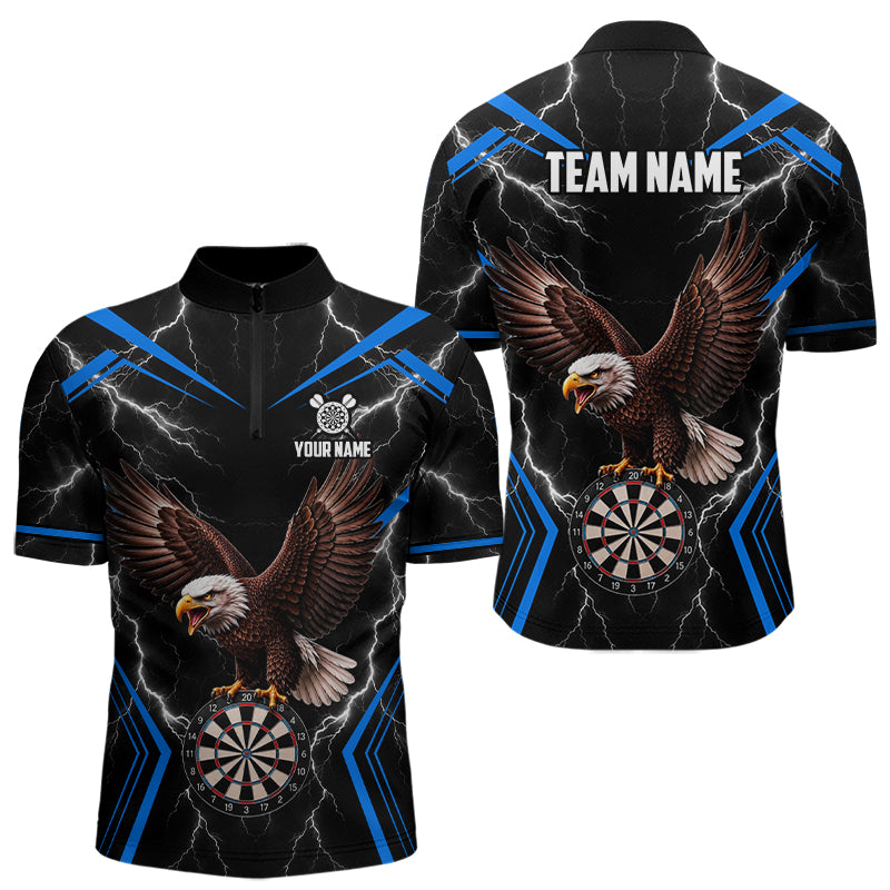 Thunder Lightning Eagle Men's Quarter-Zip Dart Shirt, Personalized League Team Jersey