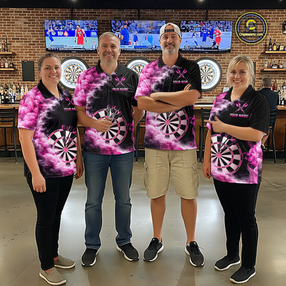 Custom Pink Smokes Dartboard & Arrow Men Darts Polo Shirt Personalized Darts Team Jerseys NYN2597