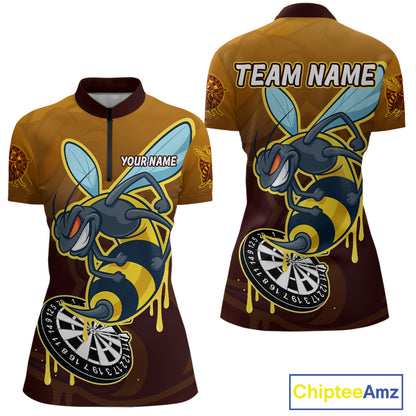 Ferocious Bee Dartboard 3D Funny Darts Shirt For Women - Custom Name & Team Jersey NYN0672