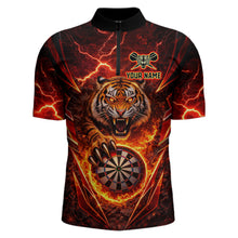Load image into Gallery viewer, Red Flaming Tiger Thunder Dartboard Women Darts Quarter-Zip Shirt Custom Funny Darts Team Jersey NYN2610