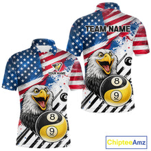Load image into Gallery viewer, Splatter US Flag Yin And Yang 8 Ball &amp; 9 Ball Men Billiard Shirt Custom Eagle Freedom Billiard Appeal NYN2767