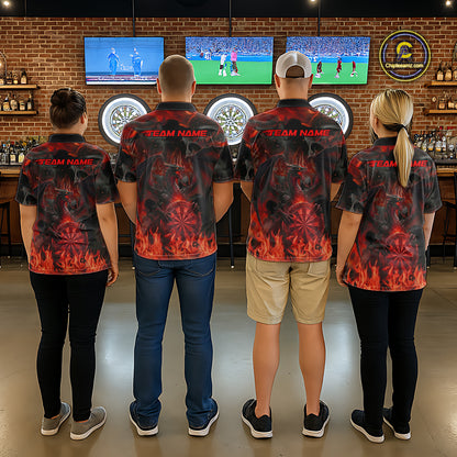 Fire Flames Darts Dragon Red Dart Polo Shirts For Women  Personalized Team Dart Jerseys NYN2104