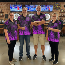 Load image into Gallery viewer, Fire Flames Darts Dragon Purple Dart Polo Shirts For Men Personalized Team Dart Jerseys NYN2105