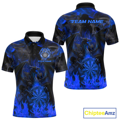 Fire Flames Darts Dragon Purple Dart Polo Shirts For Men Personalized Team Dart Jerseys NYN2106