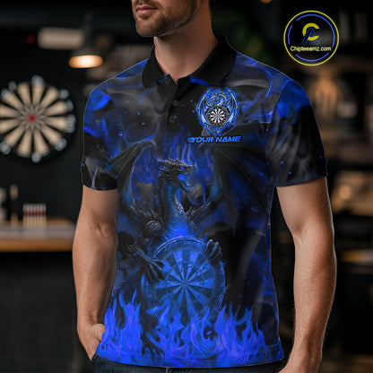 Fire Flames Darts Dragon Purple Dart Polo Shirts For Men Personalized Team Dart Jerseys NYN2106
