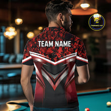 Load image into Gallery viewer, Black &amp; Red Geometric 8 Ball Pool Polo &amp; 1/4-Zip Shirt For Men Custom Pool Billiard Team Jerseys NYN2980