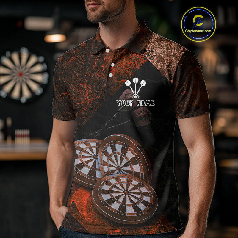 Triple Dartboards Grunge Darts Shirt For Men Custom Name For Players | Opt2 - Red NYN0686